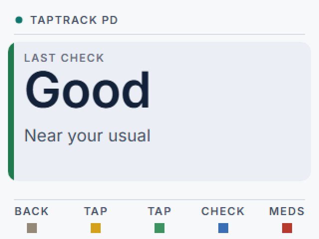 Wrist home screen: Last check, Good